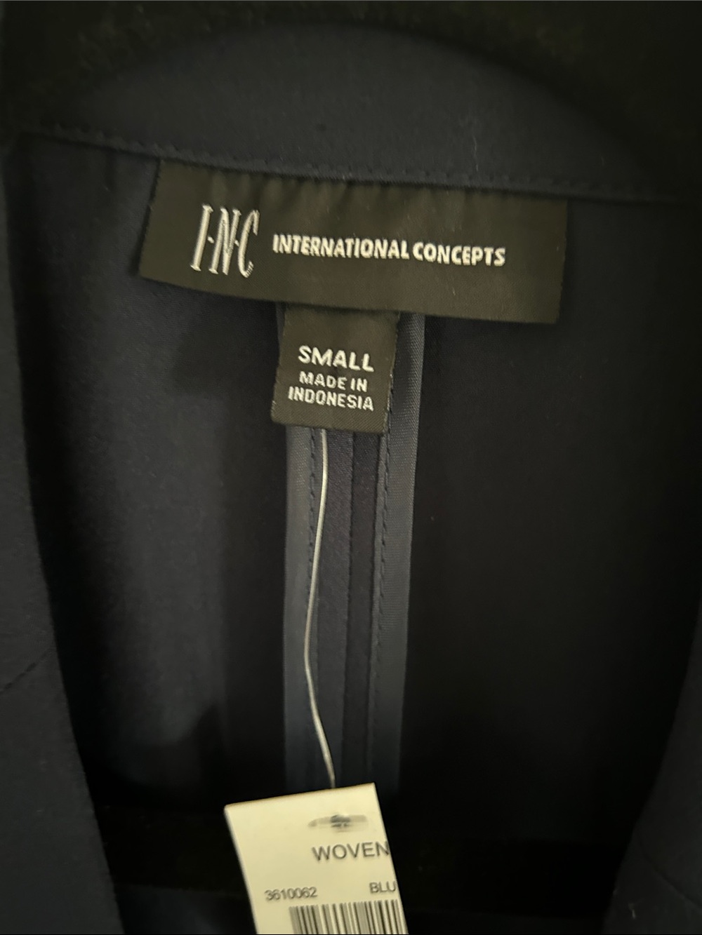 INC International Concepts Navy Open Blazer with Ruched 3/4 Sleeves - Picture 5 of 7